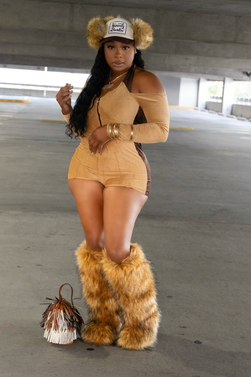 CAMEL CORDUROY ROMPER